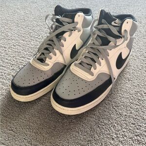 Nike Men's Court Vision Mid Black, Gray and Cream Sneakers